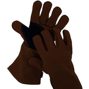 Gants de soudage en cuir de vachette véritable rouge renforcé de haute qualité, gants de travail de sécurité industrielle, gants de soudeur robustes - Product Image 5