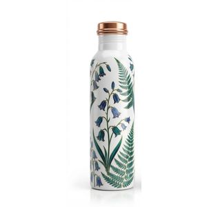 Bouteille en cuivre à imprimé bleuet botanique en gros avec bouchon, bouteille d'eau isotherme sous vide pour le sport et la gym - Product Image 1