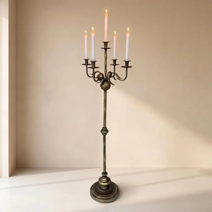 Candelabro alto de latón con cinco brazos, portavelas, decoración para el hogar, estilo lámpara de pie duradera al mejor precio - Product Image 5
