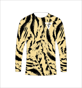 T-shirt à manches longues pour homme, impression sublimée personnalisée, motif vague abstraite rayée jaune et noire, pour la chasse, la pêche et les sports athlétiques - Product Image 2