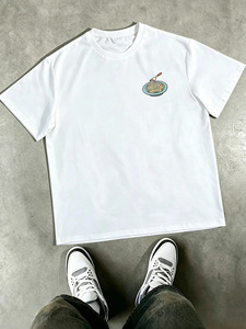 เสื้อยืดแขนสั้นสีขาวสำหรับผู้ชาย ลายดอกเดซี่ปักมือ คอทรงโอ ทรงปกติ สไตล์ลำลอง ผ้าเจอร์ซีย์คอตตอน 100% - Product Image 5