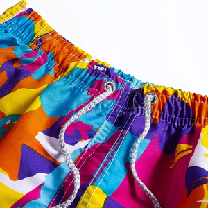 Men Abstract Colorful <b>Print</b> Swim Shorts Quick Dry Beach Shorts Elastic Waist Drawstring Summer Board Shorts OEM - Product Image 5