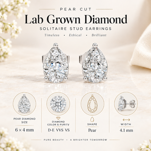 Pendientes de Diamante Solitario Corte Pera Alargado de Oro de 14K, Directo de Fábrica, Joyería Fina Premium - Product Image 5