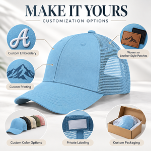 Gorra Trucker Snapback de Sarga de Algodón con Visera Curva y Parche Tejido, Diseño Personalizado para Pesca y Verano, de Fábrica - Product Image 6