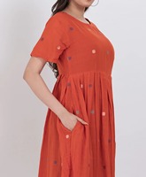 Jupe-robe plissée florale tissée à la main en coton 100 % écologique respirant de qualité supérieure, coupe ajustée mini trapèze pour femme, décontractée d'été
