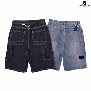 Pantalones Cortos de Mezclilla Retro para Hombre, Negros, Holgados, de Cintura Baja, Lavados, Estilo Hip Hop, de Algodón, para Gimnasio, Casuales, de Verano, Estilo Urbano 2026 - Product Image 3