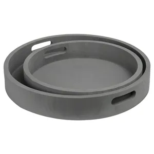 Round Ceramic Eco-Friendly American Style <b>Serving</b> Tray <b>Set</b> Solid Color Minimalist Design Durable Platter for Dining Catering Use - Product Image 1