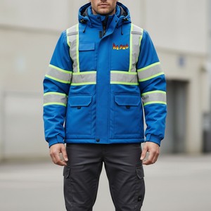 Chaqueta reflectante de alta visibilidad personalizada con múltiples bolsillos funcionales para el trabajo y actividades al aire libre - Product Image 2