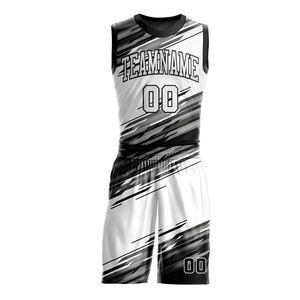 Ensemble de maillots de basket-ball unisexes personnalisés sans manches, imprimés par transfert thermique, en maille 100% polyester, respirant et anti-transpiration, col en V - Product Image 2