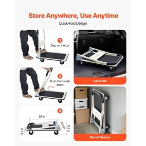 Carrello Pieghevole con Capacità di Carico di 150 kg, Piattaforma Pieghevole con Ruote Girevoli, Carrello a Mano e Trolley per Trasporto - Product Image 4