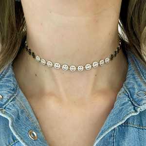 Colliers pendentifs visage souriant en diamant, or massif 14k 18k, sertis pavé, taille ronde, diamants de laboratoire, bijoux fins de luxe, breloques joyeuses - Product Image 4