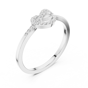 Anillo de Oro Blanco de 10K con Diamante Cultivado en Laboratorio de Corte Redondo, Diseño de Nudo Infinito, Menos de 1 Quilate, Oro Rosa, Blanco y Amarillo, Chapado en Rodio, de Lujo - Product Image 2