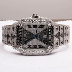 Montre Hip Hop Business à mouvement quartz, diamant Moissanite VVS de laboratoire taille ronde, bracelet en or jaune 20 mm, cadran en verre, faite à la main - Product Image 5