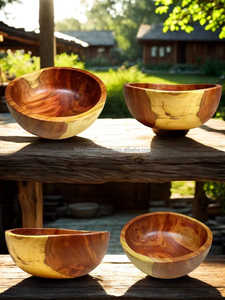 Tazón de Madera de Ciruelo Rústico Hecho a Mano, Decoración Rústica para el Hogar, Productos de Alta Demanda, Ecológicos y Sostenibles para la Cocina - Product Image 4