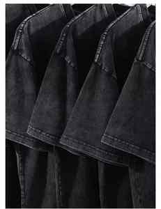 Camiseta retro personalizada de algodón 100% con efecto desgastado, hombros pequeños, manga corta y tela gruesa. - Product Image 5