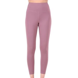 Leggings de Cintura Alta Color Rosa Empolvado para Mujer, Pantalones Ajustados de Corte Slim, Cintura Ancha, Casuales, para Uso Diario - Product Image 1