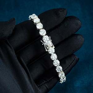 Pulsera de Diamantes de Lujo de 6mm para Hombre, Plata, Corte Redondo, Estilo Hip Hop - Product Image 4