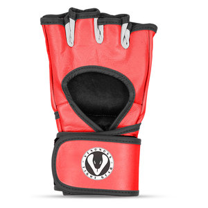 Guantes de MMA Venomous Red Viper de Cuero con Palma Abierta, Correa Ajustable para la Muñeca, Unisex, para Entrenamiento y Combate, Muay Thai - Product Image 4