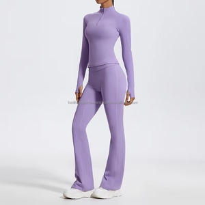 Women's 2 Piece Yoga <b>Set</b> <b>Square</b> Neck Sleeveless High Waist Flared Leg Print Solid Color Full Length Pants Breathable Activewear - Product Image 2
