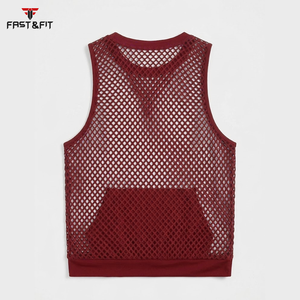 Factory Price Breathable Men Sports Mesh Sleeveless Mesh <b>Singlets</b> for Men Transparent Vest for Sale Transparent Vest - Product Image 5