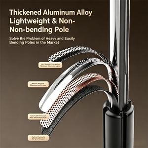 ขาตั้งกล้องแบบ Heavy-Duty ขนาด 6.2 ฟุต พร้อม Gimbal Stabilizer ติดตามใบหน้าอัตโนมัติ ผลิตจากอลูมิเนียมอัลลอยเสริมความแข็งแรง หมุนได้ 360 องศา °   ขาตั้งโทรศัพท์อัจฉริยะติดตามอัตโนมัติ - Product Image 3