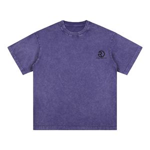 Venta al por mayor púrpura peso pesado lavado en blanco hombres camiseta peso pesado 250 GSM camiseta logotipo personalizado para hombres 100% algodón camisetas - Product Image 1