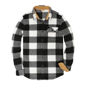 Chemise en flanelle pour homme Black White Buffalo, en coton mélangé épais, doublure douce, fermeture à boutons, style cabane, chemises en flanelle pour homme - Product Image 1