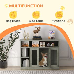 47\" Gray Dog <b>Crate</b> Furniture with <b>Storage</b> for Large Medium Size Dogs Pet Houses & Furniture - Product Image 3