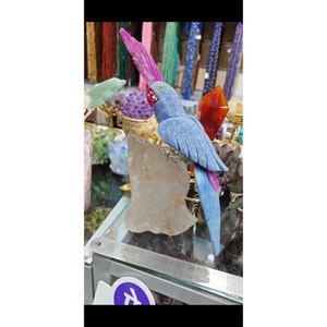 Precio de Fábrica Última Tendencia Magníficas Esculturas de Cristal de Cacatúas Molucanas con Gemas, Piezas de Exhibición para Decoración del Hogar - Product Image 2