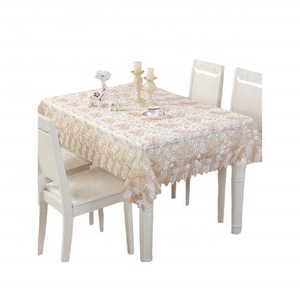 100% coton GOTS certifié doux Durable 60x90 pouces nappe Floral Beige brodé OEM ODM Service lavable maison produit - Product Image 5