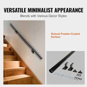 Kit Ringhiera per Scale in Lega di Alluminio da 1,5 m per Montaggio a Parete Interno, Corrimano Rinforzato per Scale, Facile Installazione - Product Image 6