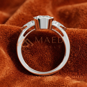 Modern 925 Sterling <b>Silver</b> Oval Cut Engagement <b>Ring</b> Bezel <b>Set</b> Pear Side Stone Moissanite Diamond <b>Ring</b> for Women - Product Image 3