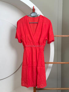 Women's New Arrival V Neck <b>Belted</b> Mini Dress with Flared Sleeve Adjustable <b>Waist</b> Tie & Above Knee Length Casual Summer Dresses - Product Image 2