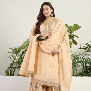 Ensemble haut et palazzo brodés en chinon de qualité supérieure avec dupatta brodée de créateur, tenue de soirée, prix de gros par Royal Exports - Product Image 1