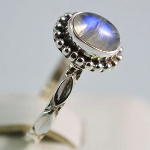 Rainbow Moonstone <b>Ring</b> 925 Sterling <b>Silver</b> Handmade <b>Statement</b> Promise <b>Ring</b> for Women Boho Oval June Birthstone Jewelry - Product Image 3