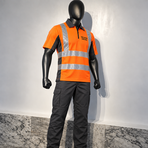Chemises polo de sécurité en coton imprimées sur mesure, certifiées CE, pour uniformes de travail, avec impression par transfert thermique et haute visibilité - Product Image 4