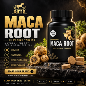 Elma Food Halal Maca Root Extract Supplement 60-count Chewable Tablets Men Energy Support <b>Metabolism</b> Circulation GMP HACCP - Product Image 1