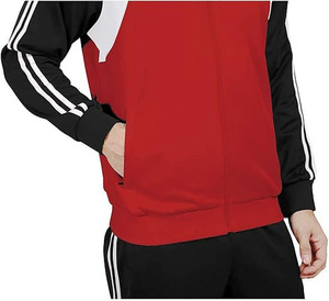"COLOR BLOCK BLACK AND RED FULL ZIP JACKET AND MATCHING TRACK PANTS WITH <b>WHITE</b> TWO STRIPES MEN'S 2-PIECE" - Product Image 5