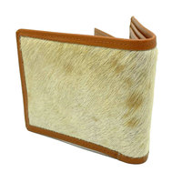 Portefeuille homme en cuir de vachette véritable, cuir à poils, portefeuille à deux volets, fait main, design naturel, qualité supérieure