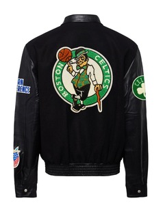 Boston <b>Wool</b> & Leather Eco-Friendly Windproof Streetwear Jacket Black - Product Image 2