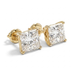 Pendientes de Diamantes en Oro de 14K, Certificados por IGI, Corte Princesa, Piedras de Alto Brillo, Diseño Clásico, Elegante y Minimalista, Ligeros para Uso Diario - Product Image 2