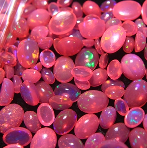 Opale naturelle rose, pierre précieuse, opale d'Éthiopie, cabochon ovale avec jeu de couleurs pour la fabrication de bijoux, fournisseur en gros - Product Image 1