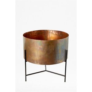 Maceta Moderna de Metal con Soporte, Acabado Pátin, Macetero Cilíndrico para Interiores, Florero de Piso para Decoración del Hogar y Hoteles - Product Image 1