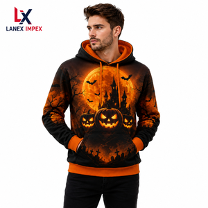 Nueva Sudadera con Capucha 3D con Estampado de Castillo de Calabazas de Halloween y Luna, Sudadera con Capucha de Poliéster Unisex Personalizada por Sublimación para Hombre y Mujer - Product Image 1