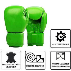 MASGAM SPORTS MS-B2016 Gants de boxe en cuir vert de haute qualité Fermeture à boucle réglable Logo personnalisable - Product Image 1