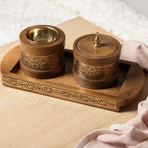 Luxury Arabic Bakhoor <b>Burner</b> Set Wooden Base Metal Incense Holder Crescent Stand Oud <b>Burner</b> Gift Decor Middle Eastern Aromatic - Product Image 5