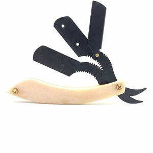 Navaja de afeitar Cut Throat Razor The Cutlass, navaja de seguridad de filo recto con mango de madera plegable, hecha de hueso de búfalo. - Product Image 2