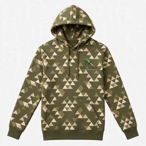 Sweat à capuche unisexe NEXTEX Triangle Camo vert olive kaki en coton doux et polyester - Product Image 1