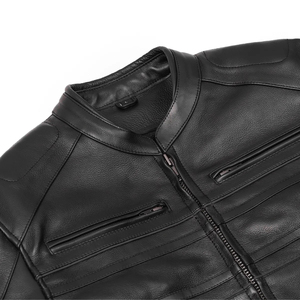 Best-seller - Veste en cuir noir haut de gamme pour homme, tendance, décontractée, en cuir véritable de qualité supérieure, style motard - Product Image 5