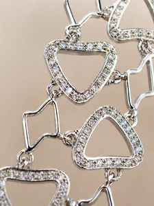 Women's <b>Charm</b> Round Brilliant Cut Diamond Heart Chain <b>Bracelet</b> Stainless Steel <b>Silver</b> Plated Classic Style Jewelry Gift - Product Image 2